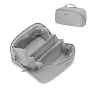 Hynes Eagle Trousse de Maquillage pour Femme Grande Capacité Trousse de Toilette pour Voyage avec Séparateur Transparent et Poignée Gris