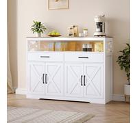 HYNHXBP Buffet de Cuisine 140 x 40 x 105 cm Style Ferme avec 2 Tiroirs et 4 Portes, Meuble de Rangement avec Étagères Réglables et Plateau Bois, Bahut pour Cuisine Salle à Manger