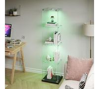 HYNHXBP Vitrines, vitrines en Verre, armoires de Rangement Verticales en Verre, adaptées aux Salons, Chambres, Bureaux (Noir+ Lampe Tactile, 1 Tür 4 Lagen,163x40x35cm)