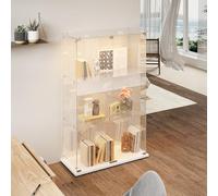 HYNHXBP Vitrines, vitrines en Verre, armoires de Rangement Verticales en Verre, adaptées aux Salons, Chambres, Bureaux (Blanc + Lampe Tactile, 2 Tür 3 Lagen)