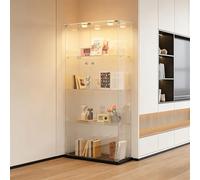 HYNHXBP Vitrines, vitrines en Verre, armoires de Rangement Verticales en Verre,Vitrine Verre avec LED,adaptées aux Salons, Chambres, Bureaux (Noir+ Lampe Tactile, 2 Tür 4 Lagen)