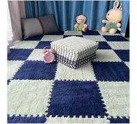 HynJGih Carrés de Tapis imbriqués, Tapis de Sol Puzzle en Mousse de 16 pièces, Facile à Installer for Le Salon et la Chambre(Navy Blue+Green,1cm)