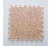 HynJGih Coussin de Sol carré en Mousse en Peluche, Coussin de Sol carré à emboîtement Lavable, Tapis Patchwork en Mousse antidérapant(Camel,18pcs)