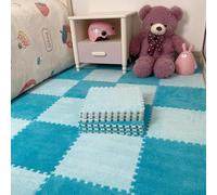 HynJGih Dalles de Moquette emboîtables, Tapis de Sol en Mousse pelucheuse, 64 Tapis Puzzle en Peluche, Blocs de Tapis Puzzle en Peluche Moelleuse(Dark Blue+Light Blue)