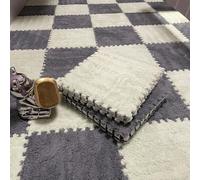 HynJGih Foam Jigsaw - Lot de 10 tapis en mousse pelucheux lavables - Antidérapants - Gris + vert menthe