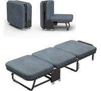 HynJGih Lit Pliant Portable for Adultes avec Matelas, Cadre en Tube d'acier épais, réglable sur 6 Positions, for Le Bureau à Domicile(180 * 65 * 27cm)