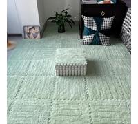 HynJGih Lot de 10 tapis de sol emboîtables en mousse pelucheuse - Puzzle carré - Antidérapant - Vert menthe