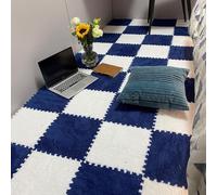 HynJGih Lot de 10 tapis en mousse, tapis de sol en mousse, tapis de sol en peluche, lavables et antidérapants(bleu marin+blanc)