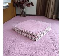 HynJGih Lot de 18 tapis de sol en mousse à emboîter en mousse à scie sauteuse - Tapis de sol en mousse pelucheuse - Antidérapant, souple et multi-usages - Rose - 30 x 30 cm