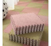 HynJGih Lot de 9 tapis de sol carrés en mousse à emboîter - Lavables - Doux - Tapis moelleux (rouge pastèque + vert gazon)