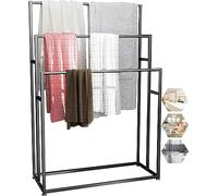 HynJGih Porte-Serviettes autoportant à 3 Niveaux, échelle à Serviettes, Serviettes ou vêtements, Rangement de Bain et Serviettes à Main(Black)