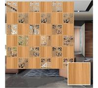 HynJGih Séparateur de pièce Suspendu, écran de Panneau de séparation ajouré en Plastique et Bois carré de 29 cm, éboulis de décoration d'hôtel de Chambre à Coucher(Natural-b,10pcs)