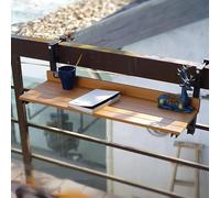 HynJGih Table de Bar de Balcon for Garde-Corps, Table à Manger de Balcon Suspendue, Table de Bar d'extérieur, Table d'appoint Pliante(Wood Color)