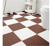 HynJGih Tapis antidérapant de Drainage, Tapis de Sol à épissure Douce, ajouré for Salle de Bain, Tapis de Zone Humide à Drainage Rapide, 11,8x11,8 Pouces(Brown-b+White,6pcs)