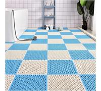 HynJGih Tapis antidérapant de Drainage, Tapis de Sol en TPE avec Ventouse antidérapante, Tapis for Zone Humide(Blue+White,10pcs)