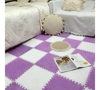 HynJGih Tapis de Puzzle en Mousse 36 pièces, Tapis Shaggy à emboîtement carré, découpable, antidérapant(Purple+White)