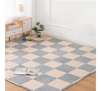 HynJGih Tapis de Sol en Mousse 12 pièces, Blocs Tapis emboîtables Patchwork, Puzzle Peluche Doux et Moelleux(Apricot+Gray)