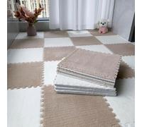 HynJGih Tapis de Sol en Mousse Douce en Peluche, Tapis de Zone de Puzzle imbriqué, 24 pièces, Tapis d'escalade colorés antidérapants for Salle de Sport et Jardin d'enfants(White+Apricot)