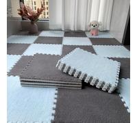 HynJGih Tapis de Sol en Mousse Douce en Peluche, Tapis de Zone de Puzzle imbriqué, 24 pièces, Tapis d'escalade colorés antidérapants for Salle de Sport et Jardin d'enfants(Gray+Blue)