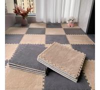 HynJGih Tapis de Sol en Mousse Douce en Peluche, Tapis de Zone de Puzzle imbriqué, 24 pièces, Tapis d'escalade colorés antidérapants for Salle de Sport et Jardin d'enfants(Gray+Apricot)