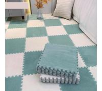 HynJGih Tapis de Sol en Mousse Douce en Peluche, Tapis de Zone de Puzzle imbriqué, 24 pièces, Tapis d'escalade colorés antidérapants for Salle de Sport et Jardin d'enfants(Mint Green+White)