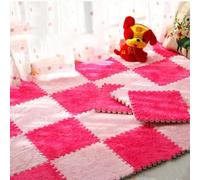 HynJGih Tapis de Sol en Mousse pelucheuse, Tapis Rampant Moelleux, Tapis emboîtable Doux et antidérapant, Tapis de Zone Puzzle(Pink+Rose Red,24pcs)