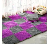HynJGih Tapis emboîtable, Tapis de Sol Puzzle en Mousse antidérapant Lavable, découpable, Tapis Rampant en Peluche(Purple+Dark Gray,36pcs)