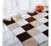 HynJGih Tapis emboîtable, Tapis de Sol Puzzle en Mousse antidérapant Lavable, découpable, Tapis Rampant en Peluche(Apricot+Dark Coffee+White,30pcs)
