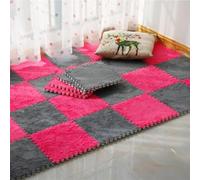 HynJGih Tapis emboîtable, Tapis de Sol Puzzle en Mousse antidérapant Lavable, découpable, Tapis Rampant en Peluche(Rose Red+Dark Gray,30pcs)