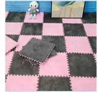 HynJGih Tapis en Mousse Puzzle carré 10 pièces, Tapis de Sol imbriqué pelucheuse, Lavable, carrés(Pink+Gray)