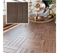 HynJGih Tuiles de terrasse Composites Patio Composite Bois-Plastique Tuiles de terrasse Bricolage Carreaux de terrasse en Bois imbriqués(Dark Brown,8pcs)