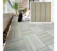 HynJGih Tuiles de terrasse Composites Patio Composite Bois-Plastique Tuiles de terrasse Bricolage Carreaux de terrasse en Bois imbriqués(Natural,6pcs)