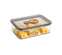 Hynorian Boîte Fromage Frigo 1250 ml avec Couvercle et Indicateur de Date - Récipient Empilable Transparent avec Joint d’Étanchéité pour Charcuterie, Jambon et Fromage - Gris