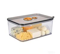 Hynorian Boîte Fromage Frigo 1650 ml avec Couvercle et Indicateur de Date - Récipient Empilable Transparent avec Joint d’Étanchéité pour Charcuterie, Jambon et Fromage - Gris