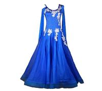 Hynyjxjy ,Bleu,XXL, Robes De Danse De Salle De Bal Standard Costumes De Salsa De Tango Danse avec des Strass Vêtements De Danse Sociale pour Les Femmes Vestiaire De Valse Performance Grand Swing