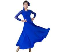 Hynyjxjy D,L, Robes De Danse De Salon À Col Rond pour Femme Costumes De Danse De Moderne À Manches Longues Vêtements D'entraînement De Valse Tenue De Danse De Tango pour Un Swing Exceptionnel