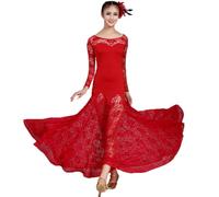 Hynyjxjy D,S, Robes De Danse De Salon en Dentelle pour L'entraînement Tenue De Danse De Valse pour Femme Costumes De Danse De Tango Vêtements De Danse Sociale pour Un Swing Exceptionnel