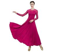 Hynyjxjy G,3XL, Robes De Danse De Salon À Col Rond pour Femme Costumes De Danse De Moderne À Manches Longues Vêtements D'entraînement De Valse Tenue De Danse De Tango pour Un Swing Exceptionnel