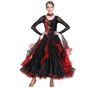 Hynyjxjy ,Noir,M, Robes De Danse De Salle De Bal avec Strass Vêtements De Danse De Compétition Standard Nationaux Vêtements De Danse Moderne pour Femmes Tenue De Danse De Valse Grande Balançoire