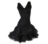 Hynyjxjy ,Noir,M, Tenue De Danse Latine pour Femme À Col en V Ensemble De Danse Tango Et Cha Cha À Coupe Ajustée Robes De Compétition De Danse De Salon Justaucorps Et Jupe À Baleines pour La Rumba