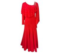 Hynyjxjy Rouge,3XL, Robes De Performance De Danse De Salon pour Femmes Vêtements De Danse De Valse Costumes De Danse Tango Salsa Élégants Tenue De Danse De Moderne pour Un Swing Exceptionnel