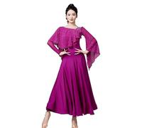 Hynyjxjy Violet,3XL, Robes De Performance De Danse De Salon pour Femmes Vêtements De Danse De Valse Costumes De Danse Tango Salsa Élégants Tenue De Danse De Moderne pour Un Swing Exceptionnel