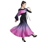 Hynyjxjy Violet,M, Robes De Danse De Salon Dégradées Vêtements De Valse À Col Rond pour Femme Vêtements De Performance De Danse Salsa Tenue De Danse De Tango pour Un Swing Exceptionnel