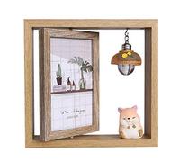 HYO&ZOY Cadres Photo en Bois Massif et Verre Haute définition for Table, Cadre Photo Double Face(Hamster)