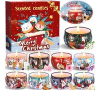 HYOJCWU Bougie Parfumée Ensemble Cadeau 9 Pièces, Bougies Parfumées de Noël, Bougies en 100% Cire De Soja Naturel, Bougies d'Aromathérapie pour Cadeaux pour Noël,Bath Yoga, décoration de noël