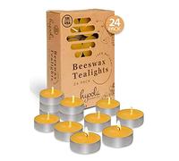 Hyoola Beeswax Tealight Candles in Aluminum Cup - 24 Pack - 100% Pure Natural Beeswax Candles