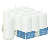 Hyoola Bougies Blanches Piliers 75 mm x 150 mm - Bougies Inodores Piliers - Pack de 12 Bougies Piliers - Fabrication Européenne
