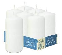 Hyoola Bougies Blanches Piliers 75 mm x 150 mm - Bougies Inodores Piliers - Pack de 6 Bougies Piliers - Fabrication Européenne