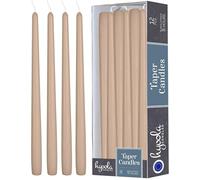 Hyoola Bougies Coniques Hautes - Bougies Haute Coniques Non Parfumées de 250 mm, Beige Sahara, Durée de Combustion de 8 Heures - Paquet de 12 Bougies Inodores