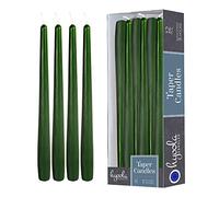 Hyoola Bougies Coniques Hautes - Bougies Haute Coniques Non Parfumées de 250 mm, Vert Foncé, Durée de Combustion de 8 Heures - Paquet de 12 Bougies Inodores